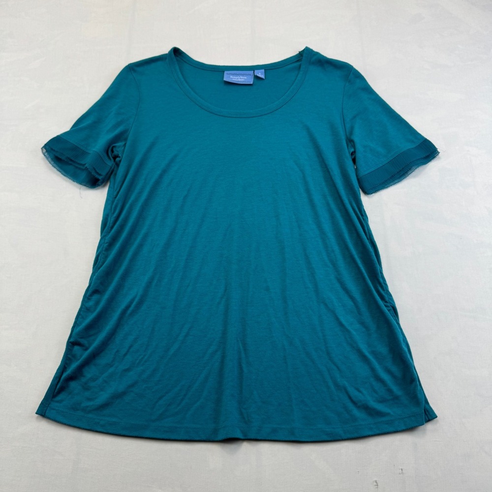 Simply Vera Vera Wang T-Shirt Womens Small Teal Blue Short Sleeve Round Neck Tee